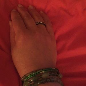 5 bracelets color green & a black ring size 7